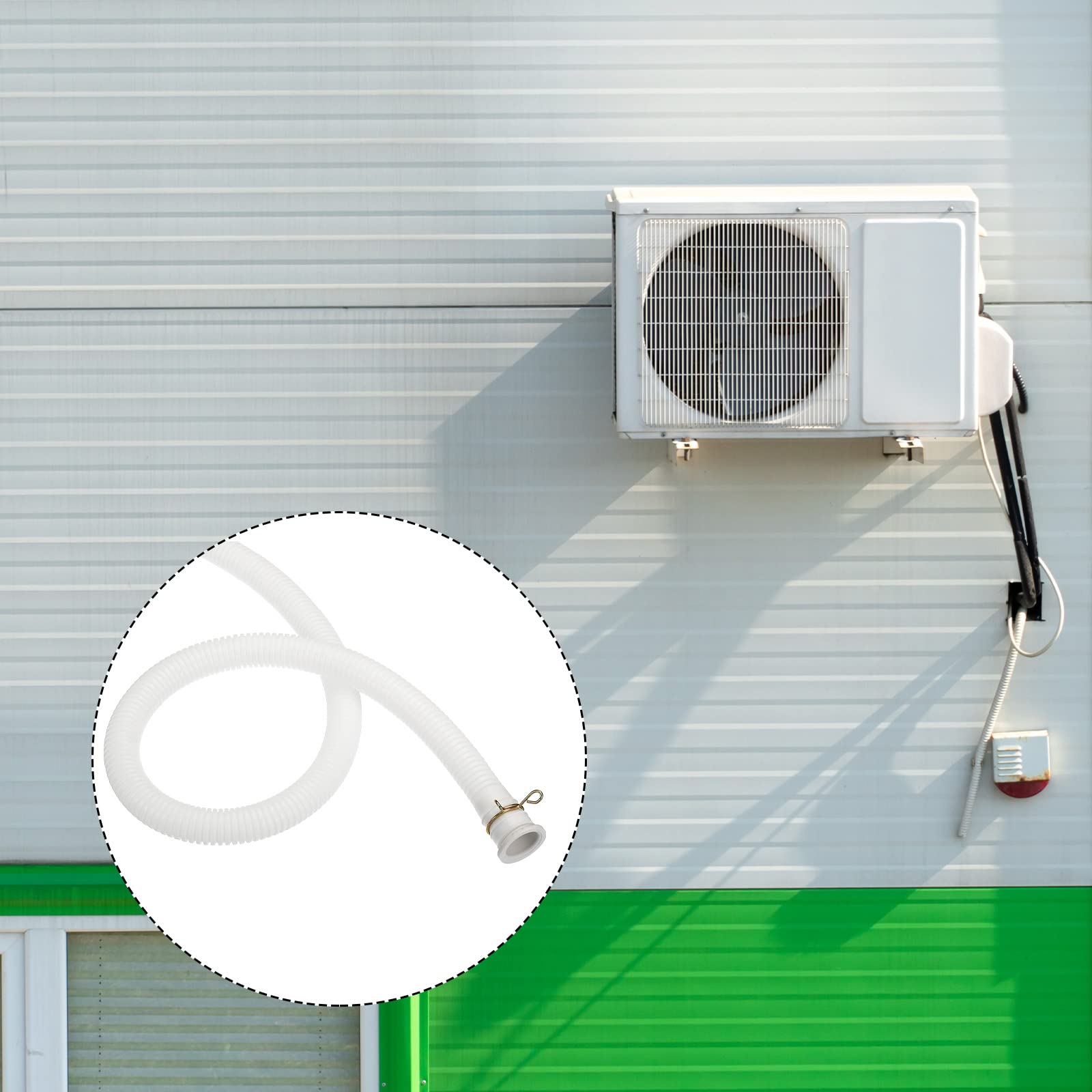 sourcing map Universal Aire Acondicionado Drenaje Manguera 18mm ID 5.3 Pies Espesada con Abrazadera para AC Unidades Lavadora Máquina, Blanco