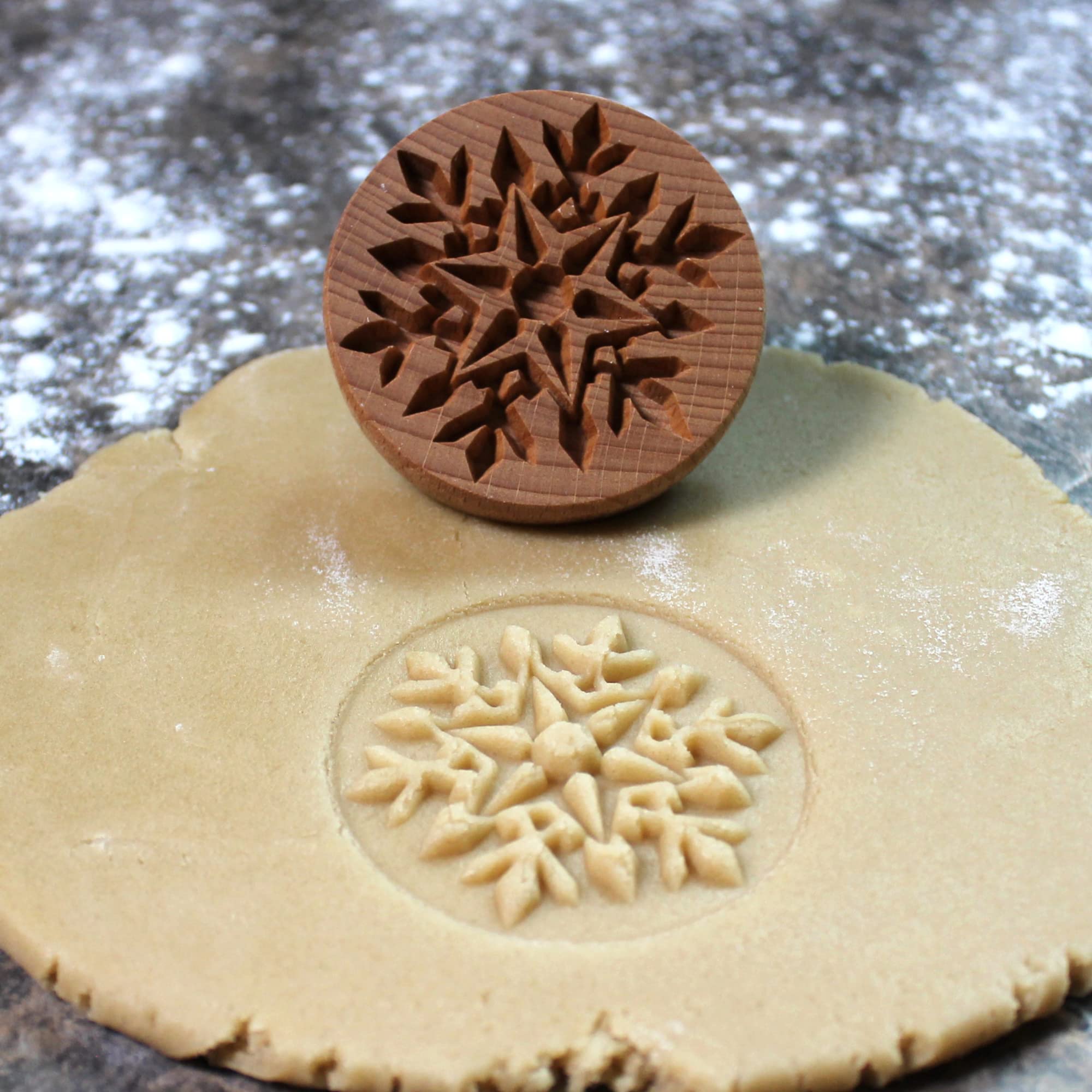 Sello de madera de la galleta, 2.5 pulgadas (copo de nieve CS-017)