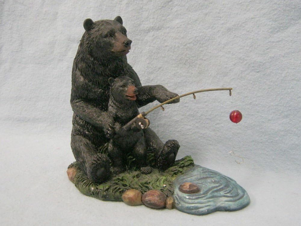 Bear Giving Cub a Fishing Lesson Collectible, 6.5-inch