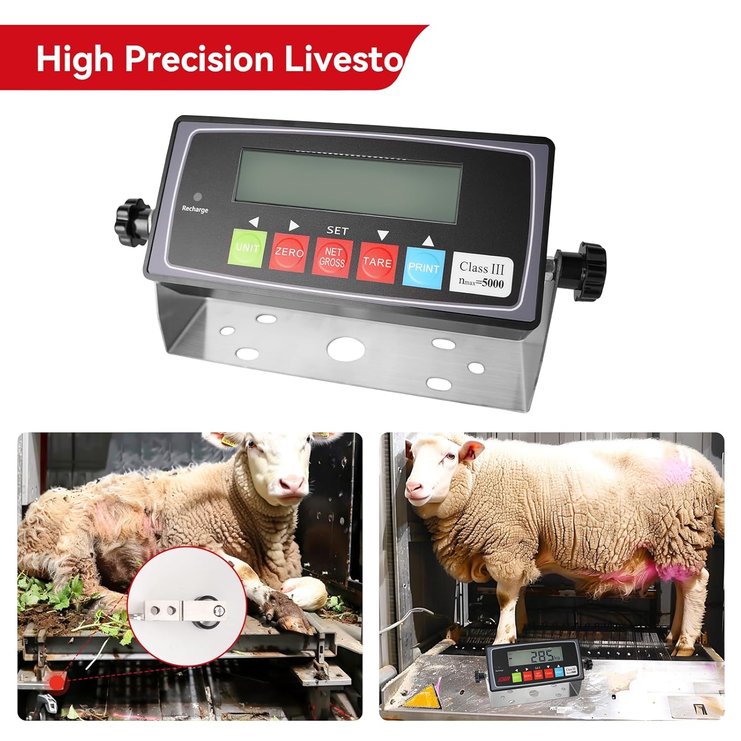 10000LBS Livestock Scale High Precision Indicator, Floor Scale Kit with NTEP Indicator Suitable for Electronic Platform Scale for Cattle Pigs Sheep