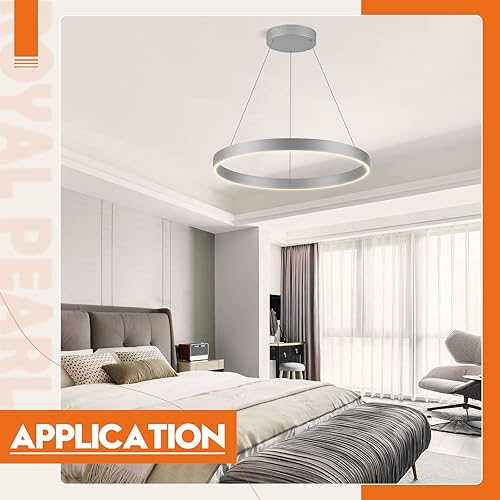 Miniatura 6 de ROYAL PEARL Moderno vestíbulo colgante luz regulable LED lámpara colgante ajustable colgante iluminación plata 76 W para sala de estar comedor