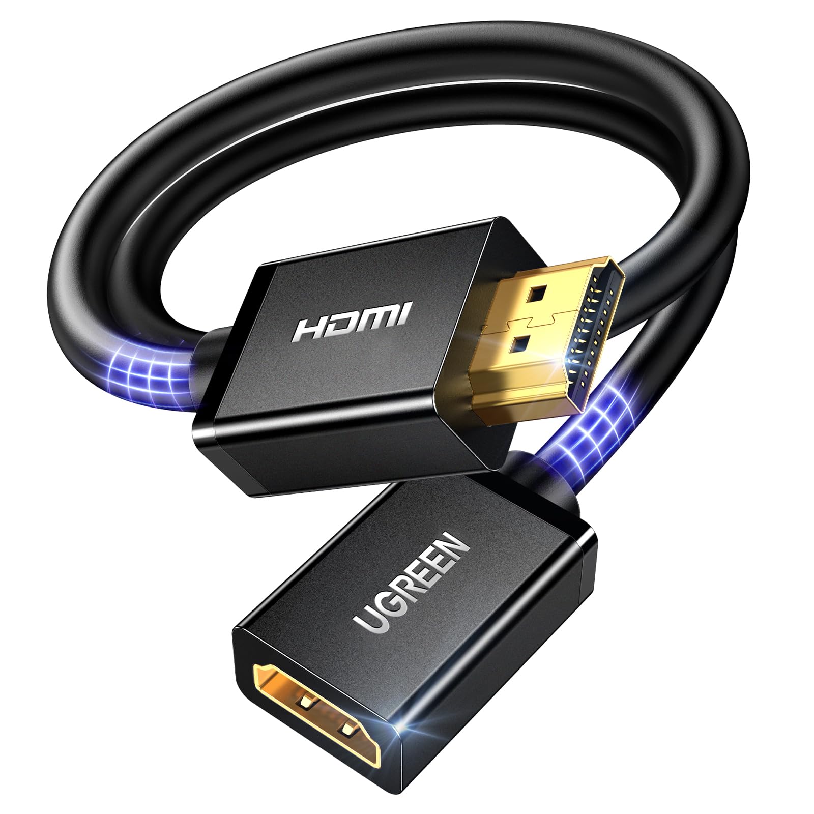 1.5FT HDMI Extension Cable HDMI 2.0 Extender HDR 4K@60Hz 2K@240Hz Male to Female Adapter High Speed Compatible with Switch 2 Roku Stick PS5 PS4 Xbox Laptop PC Blu Ray Player Chromecast HDTV