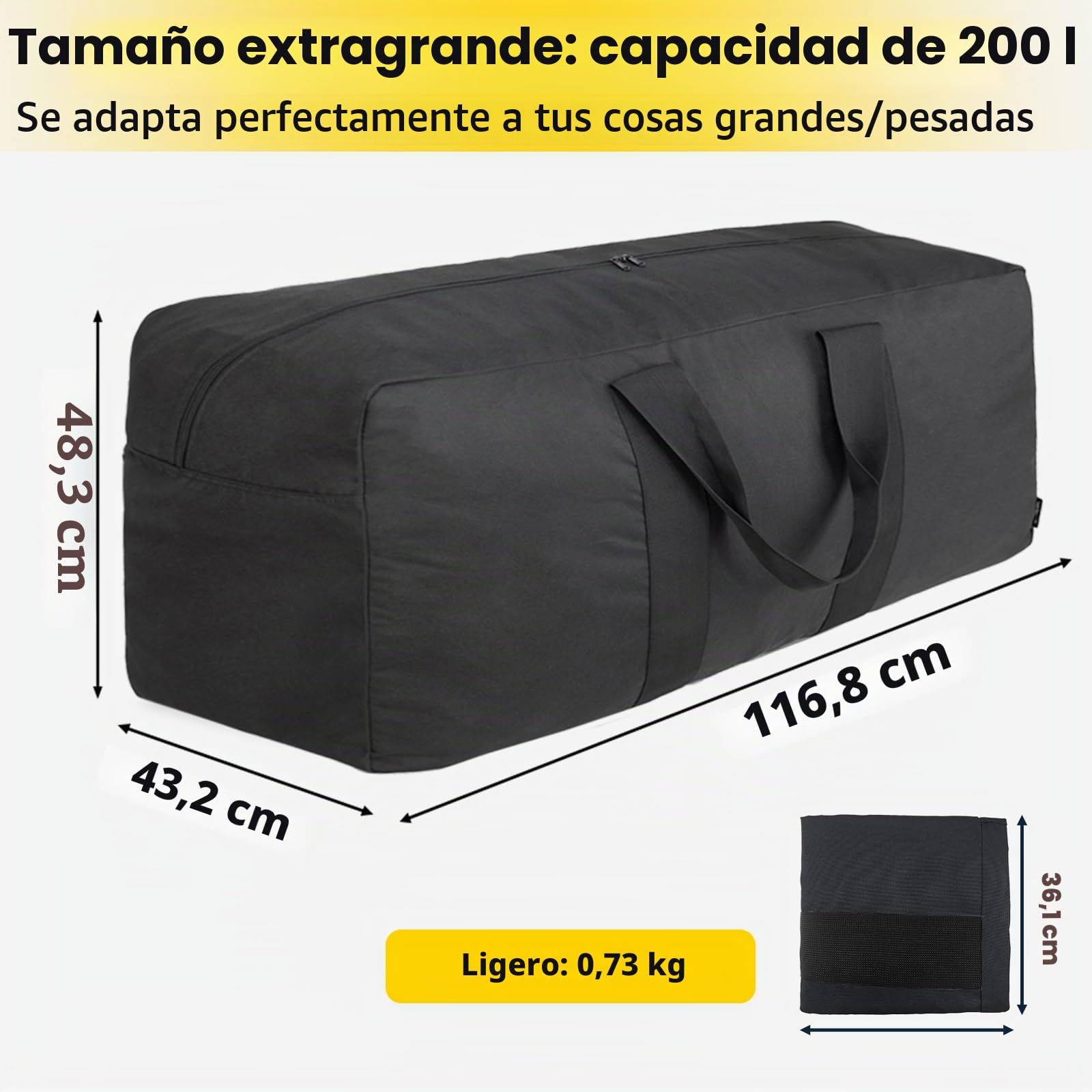 Vorspack 100L/150L/200L/250L - Bolsa de viaje plegable ligera para hombre y mujer, Negro , 250L, Resistente al aire libre | Bolsa de viaje extragrande, impermeable, bolsa de almacenamiento para viajes, fin de semana, camping y noche