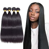 Vista 33 de Extensiones de cabello humano lacio 12A con cierre de encaje HD de 5 x 5 (16, 18, 20 + 14 pulgadas), tejido de cabello humano virgen brasileño 100%