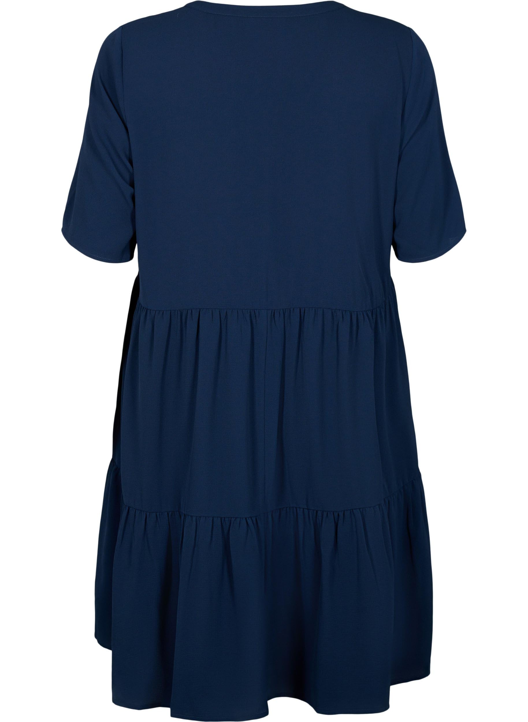 Zizzi Robe ample à manches courtes et col en V pour femme, grandes tailles, tailles 42-60