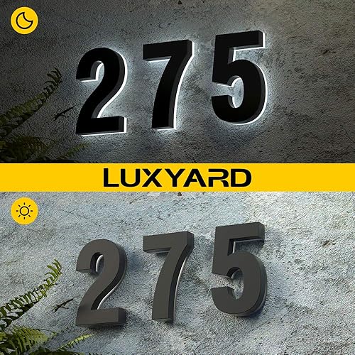 Miniatura 5 de Números LED retroiluminados de 7 pulgadas, acero inoxidable pulido a mano para letreros de dirección de casa, números de casa modernos de 7