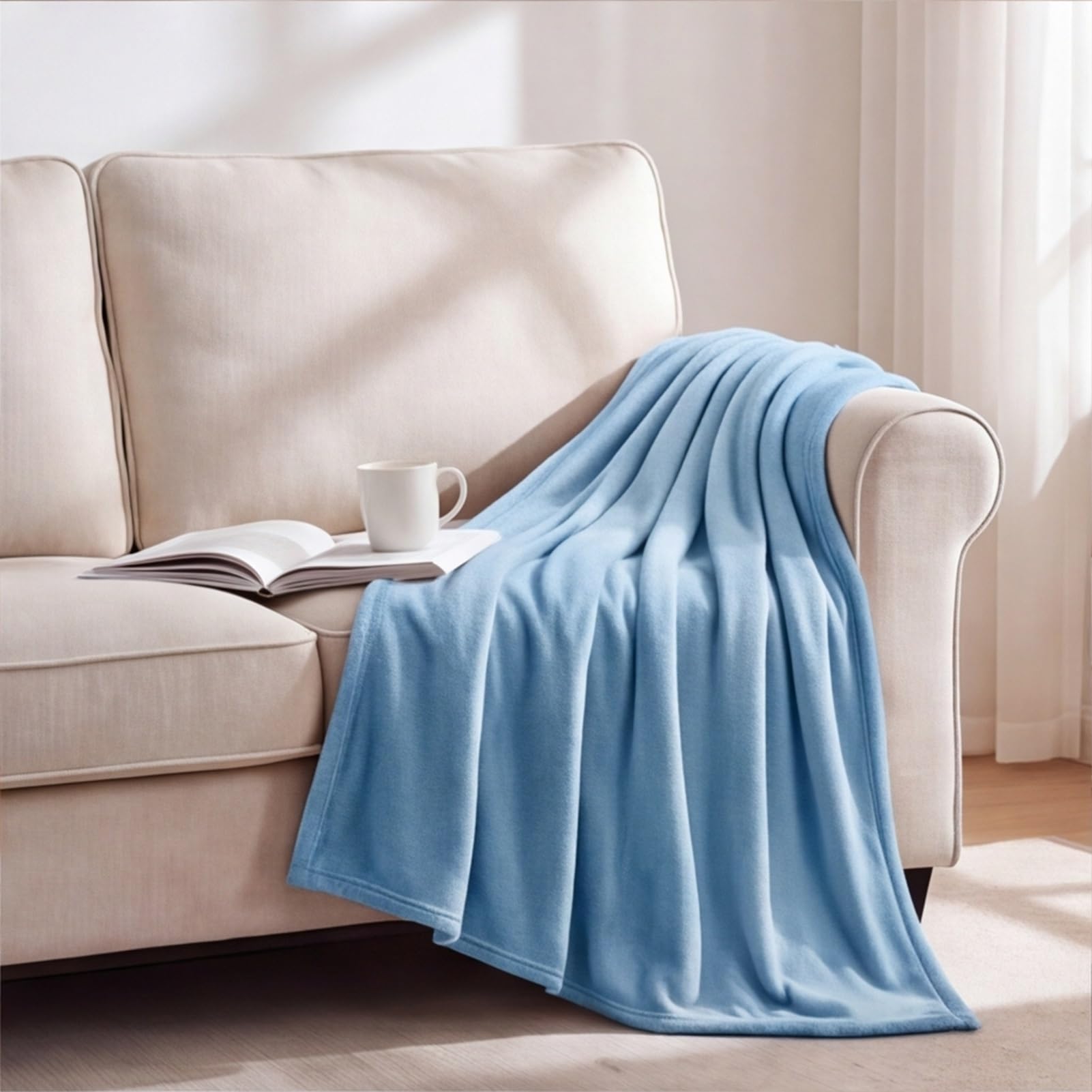 Plaid canapé bleu 190 x 220 cm pour soirées d'hiver cocooning