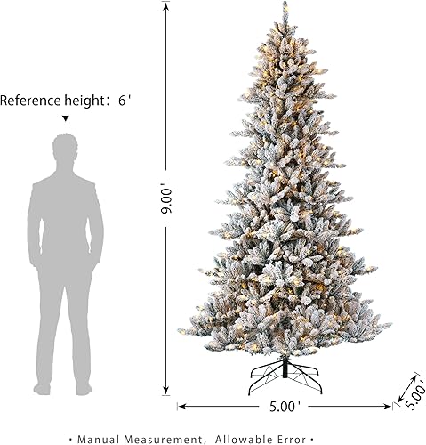 Miniatura 3 de Árbol de Navidad artificial de abeto flocado de nieve preiluminado de 9 pies con 650 luces blancas cálidas