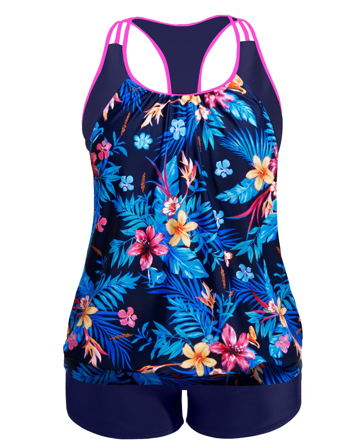 Womens Plus Size Tankini Swimsuit Two Piece Tummy Control Bathing Suit