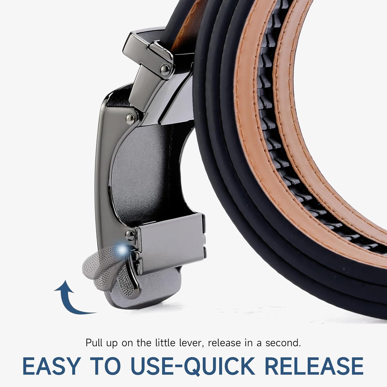 GAEKEAO Mens Belt Leather 1 3/8" - Micro-Adjust Buckle Ratchet Belts for Men Trim to Fit Dress Casual to Formal Gift Boxed - Image 4