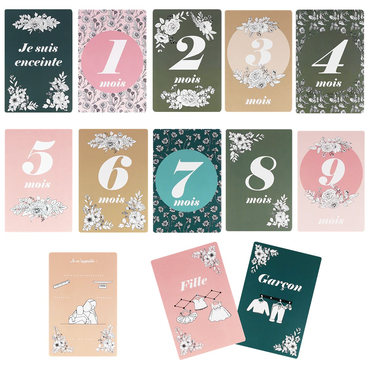 Color pop® 13 Pregnancy Cards – Made in France – Girl and Boy