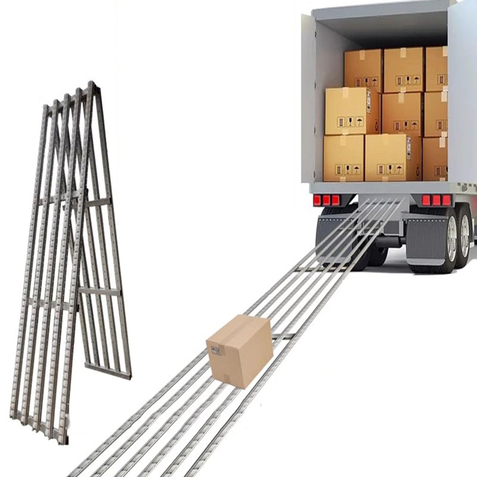 Trasportatore a rulli regolabile con ruote per movimentazione efficiente dei materiali di carico e trasporto ideale per uso in magazzino e logistica