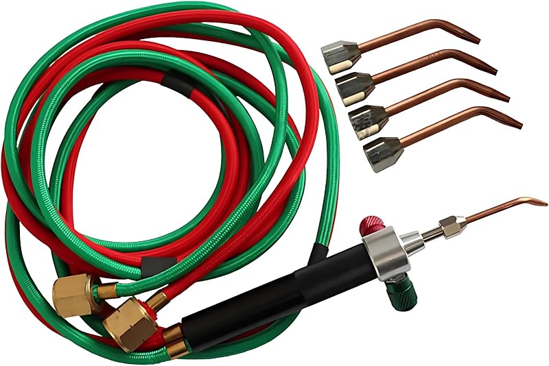 Welding Torch with 5 Tips for Oxygen Cylinders and Hoses, Mini Gas Little Torch Portable Jewelry Repairing Torch Kit, Mini Oxygen Acetylene Welding Torch for Jewelry Repairing and Microbonding Work