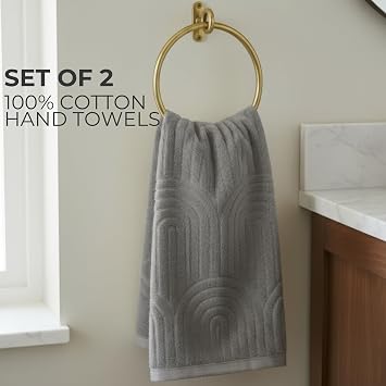 KIBAGA Decorative Hand Towels for Your Bathroom Or Kitchen Luxurious Set of 2 Soft Boho Cotton Towels are Absorbent, Lightweight & Dry Quickly - Perfect to Elevate Any Bath Decoration at Home