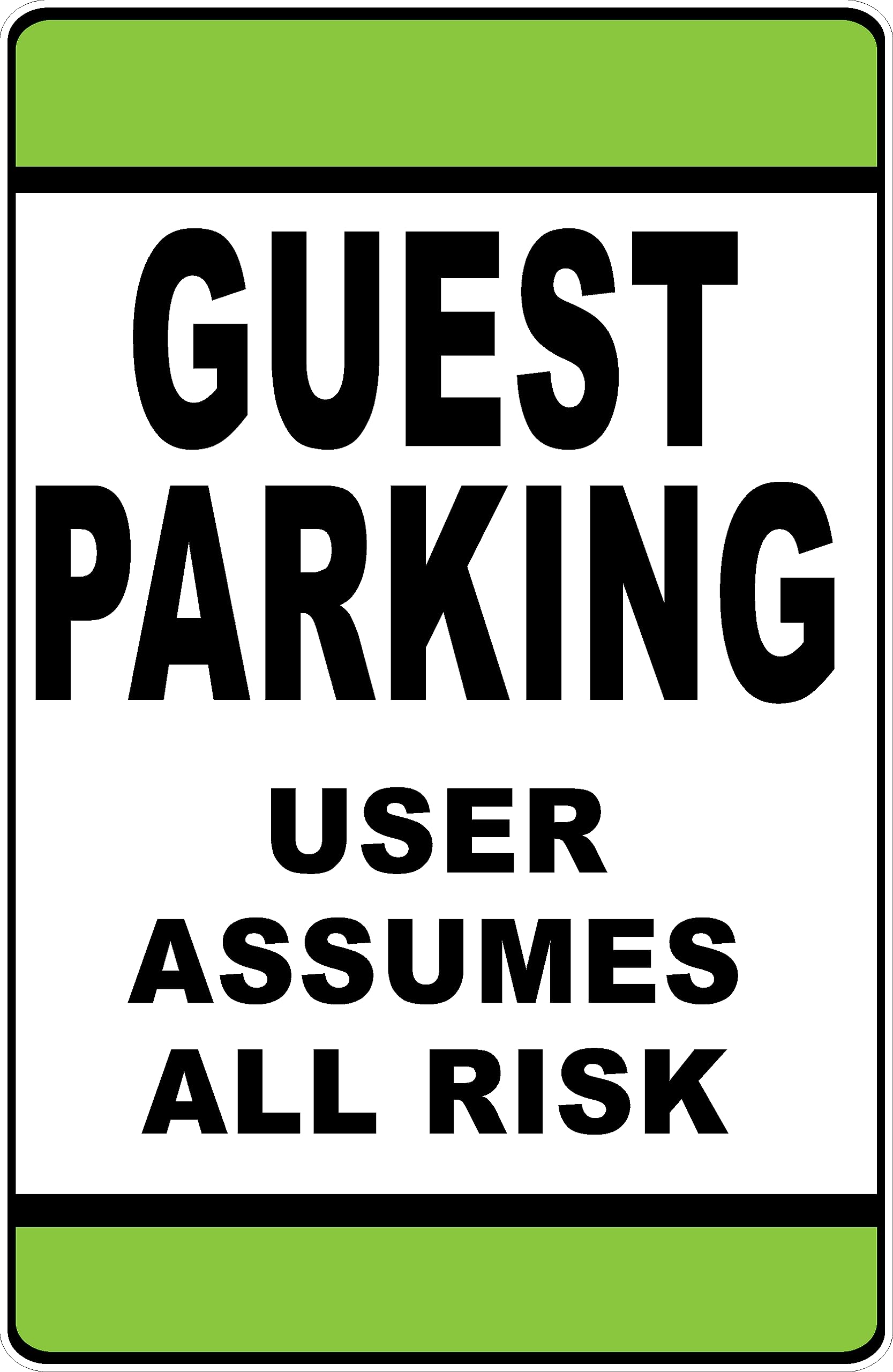 Aluminum Parking Liability Warning Sign, Guest Parking User Assumes All Risk Notice, Indoor Outdoor Wall Decor, 12x8 Inches