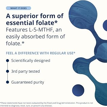 Metagenics FolaPro, L-5-MTHF Folate 1,330 mcg DFE, 120 Tablets
