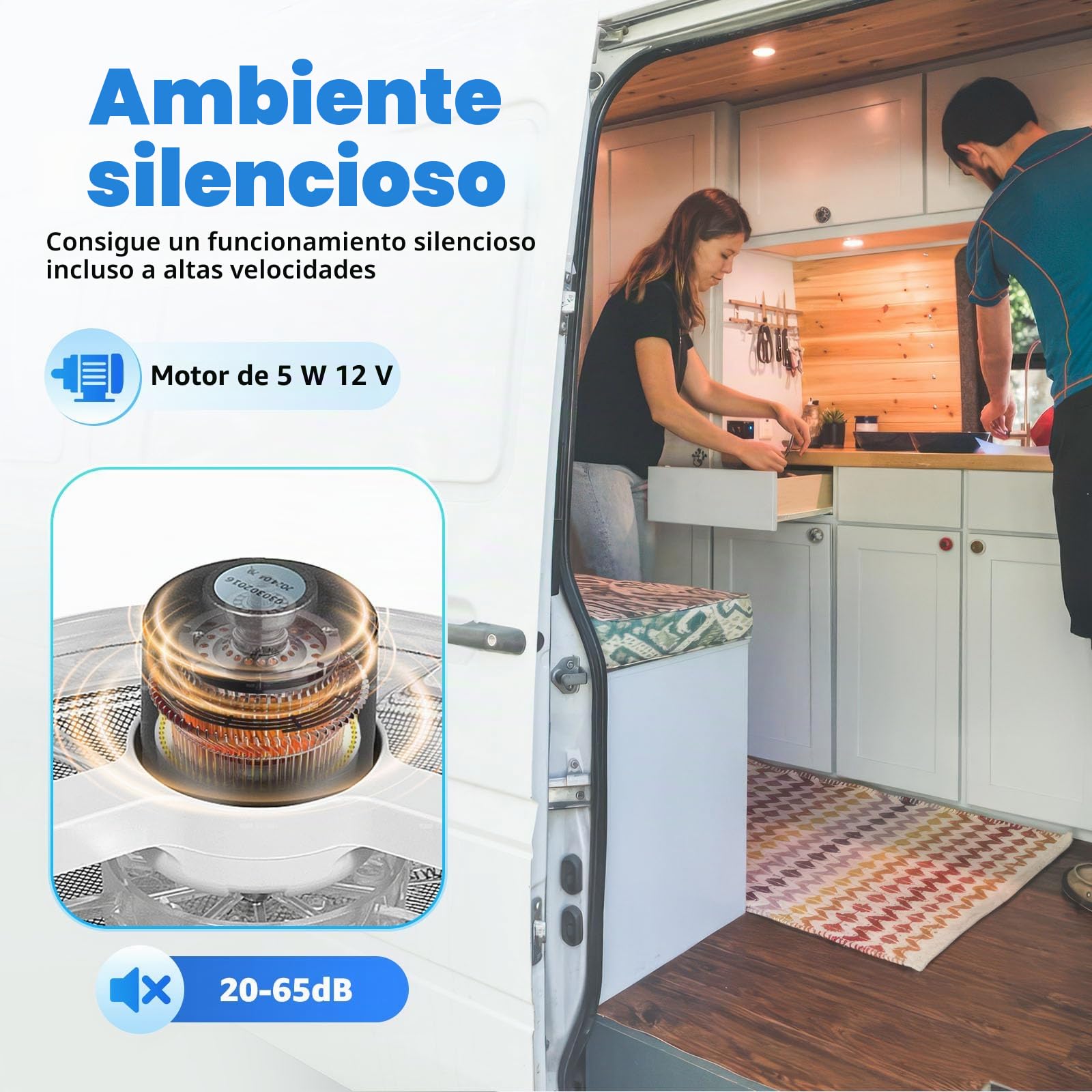 Ventilador de techo para autocaravana, kit turbo con LED, para caravanas, tragaluces insonorizadas, ventiladores silenciosos, ventiladores para caravanas y caravanas