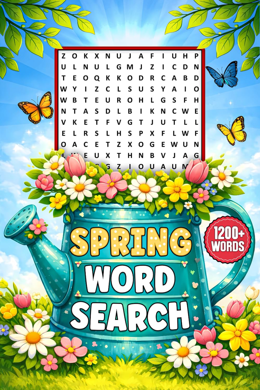 Spring Word Search for Adults 1200+ Words: Relaxing Word Find Puzzles for Seniors and Teens, Large Print Activity Book with Solutions