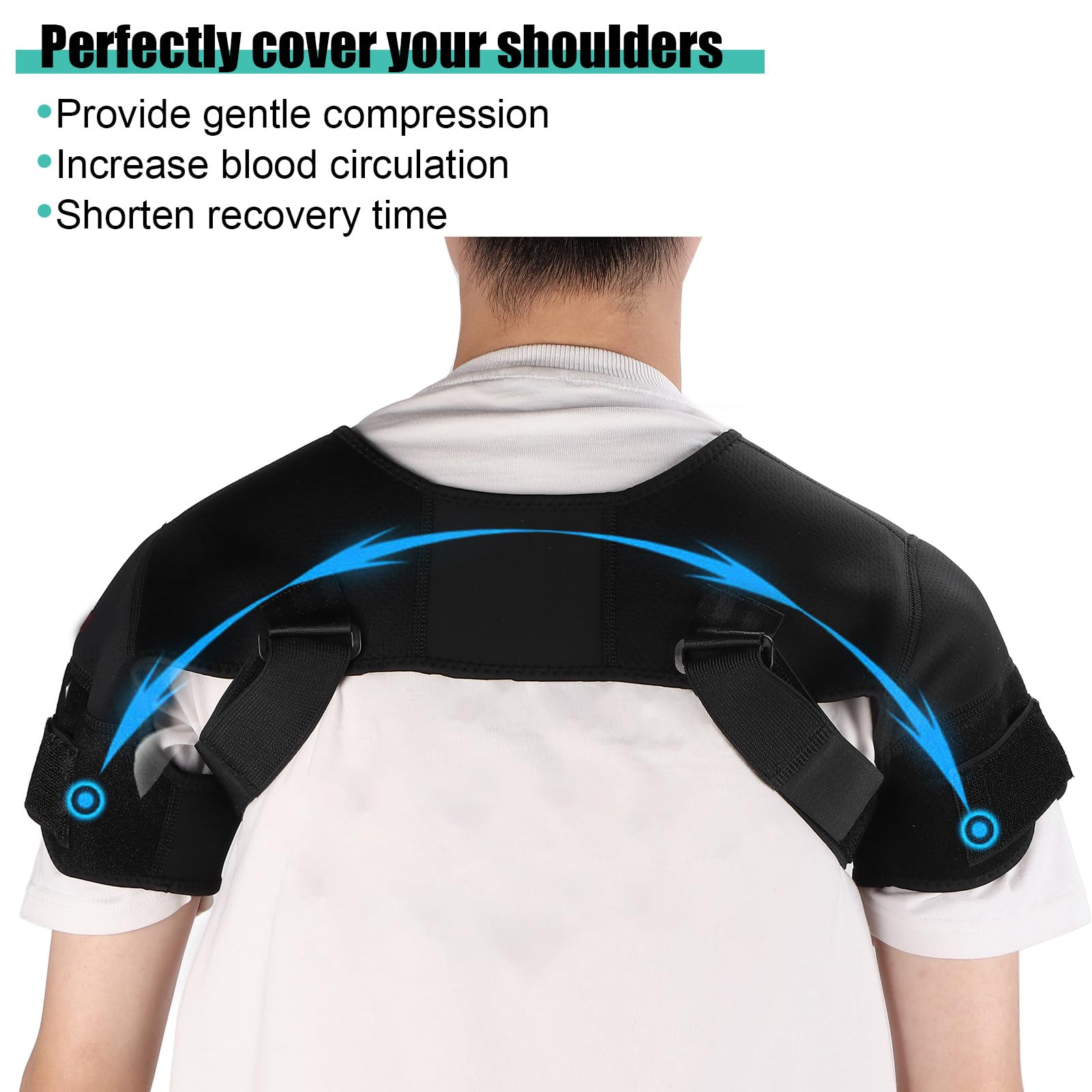 Brrnoo Bandage D'épaule élastique Ceinture D'épaule, Double Soutien D'épaule Protecteur D'enveloppe D'épaule Attelle de Bandoulière pour la Randonnée en Plein Air Sports de Levage pour la(M)