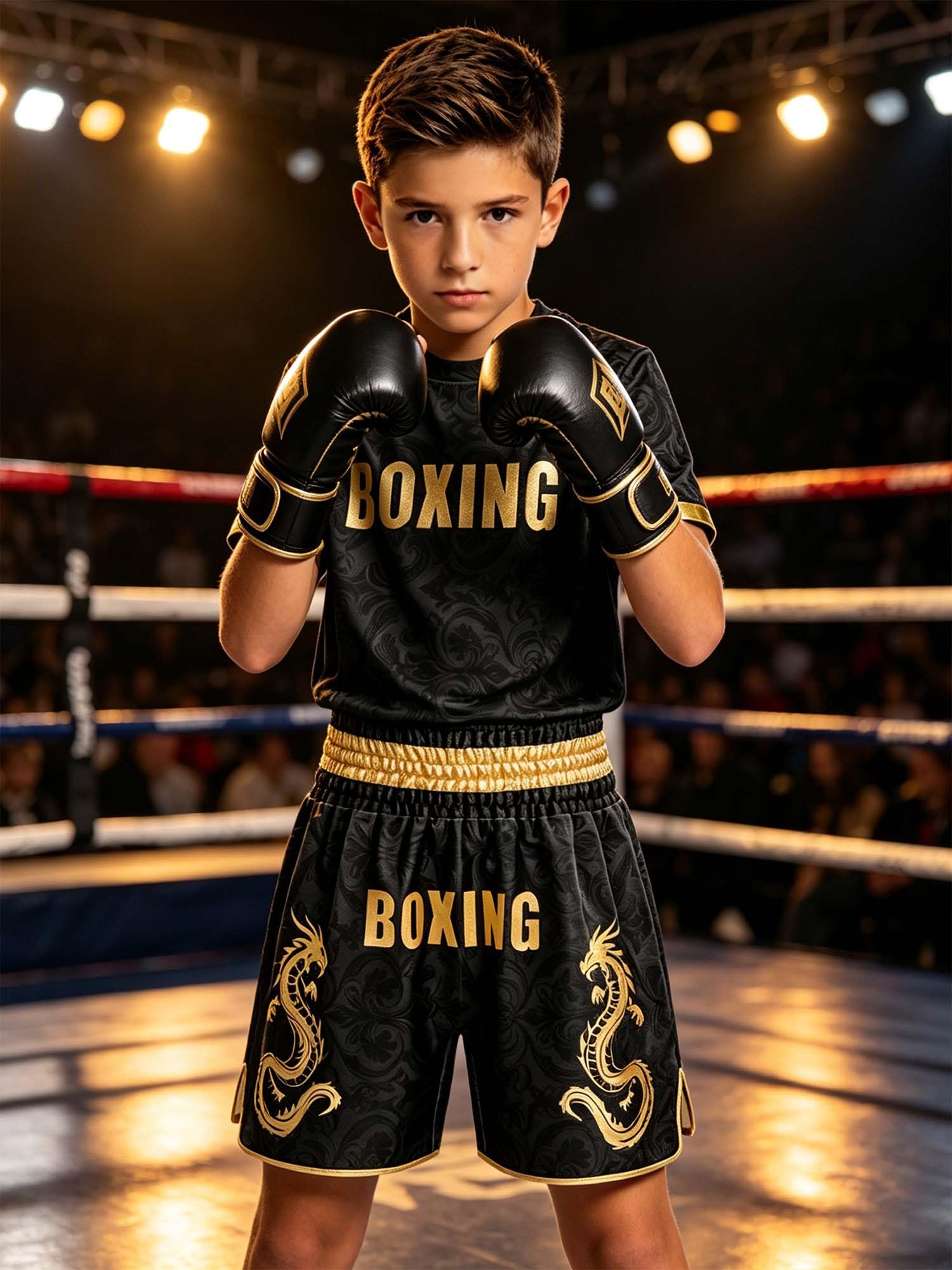 TTAO Bambina Uniforme Boxe Abbigliamento Bambino Sportivo Ragazzo T Shirt Nero 5-6 anni
