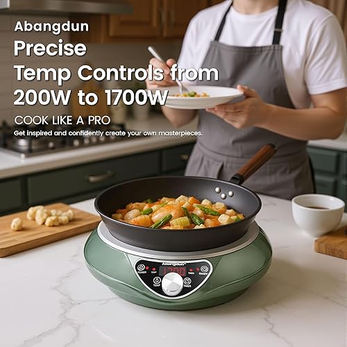 Miniatura 2 de Cocina de inducción, 1700 W85 V  120 V, Wok eléctrico portátil, wok de acero al carbono de 13 pulgadas incluido