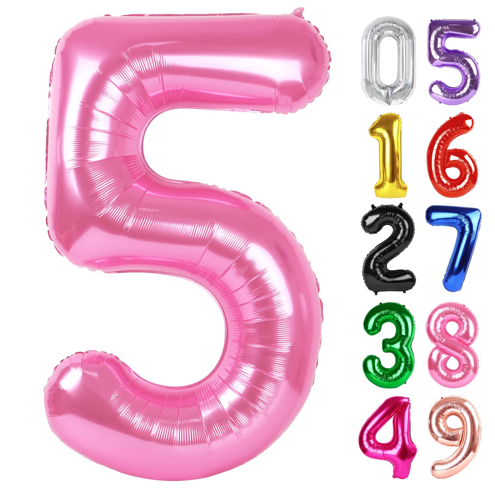Pink Number 5 Balloon 40 Inch, 5th Birthday Party Decorations Men Women