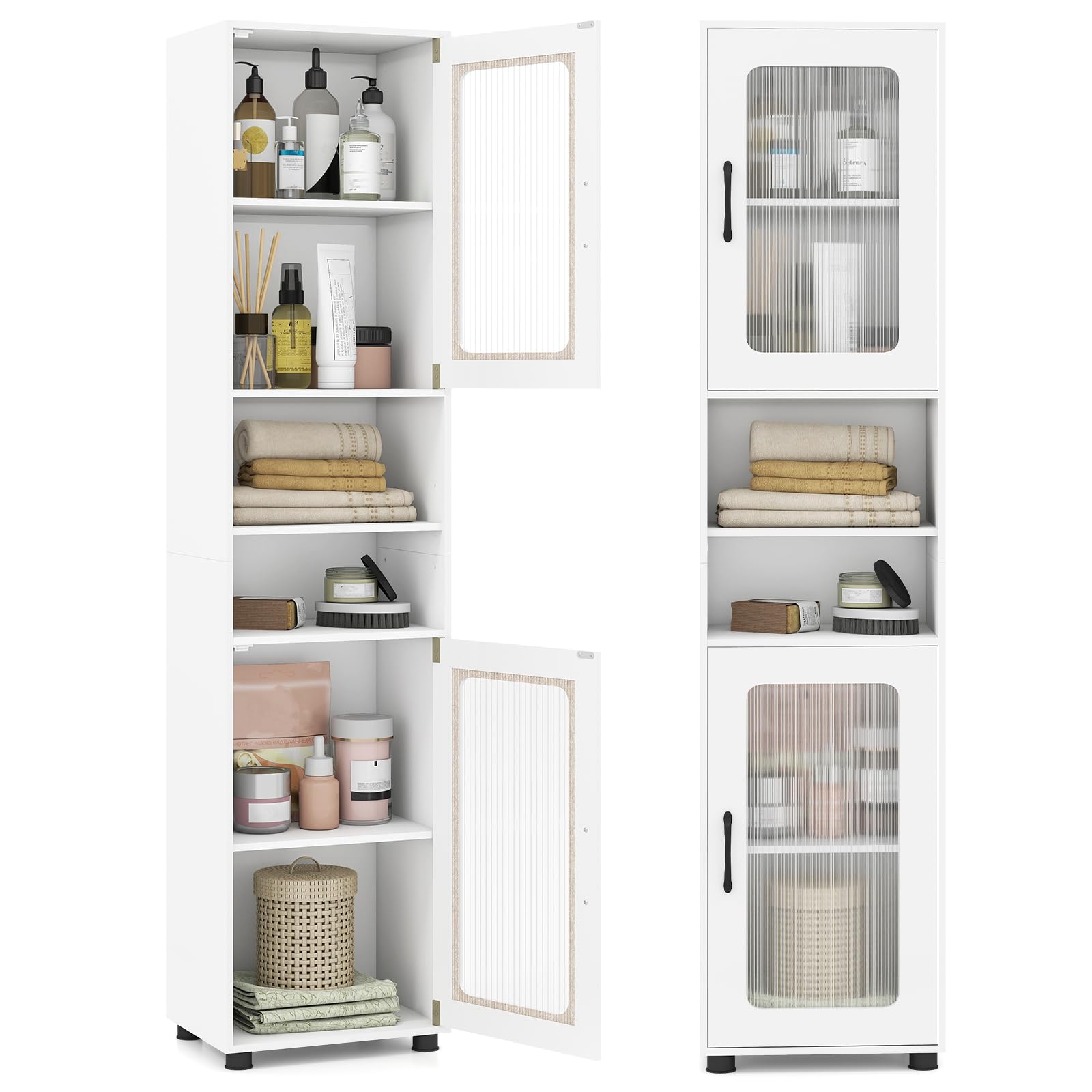 Condition photo showing New/Like New for giantex 67" tall bathroom storage cabinet, white