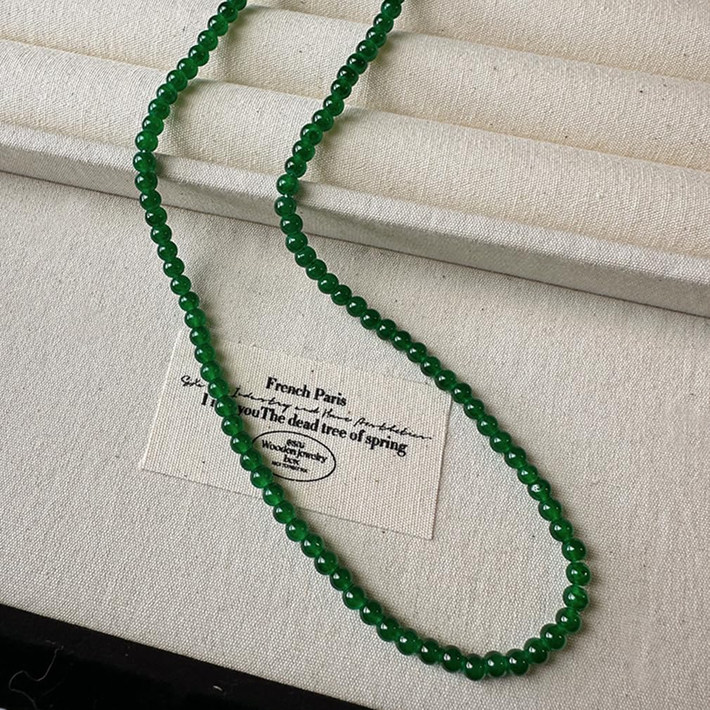 Green Crystal Beaded Choker Necklace for Women Dainty Layered Natural Stone Balls Bead Collar Statement Necklaces Handmade Strand Beads Jewelry Gifts - Image 6