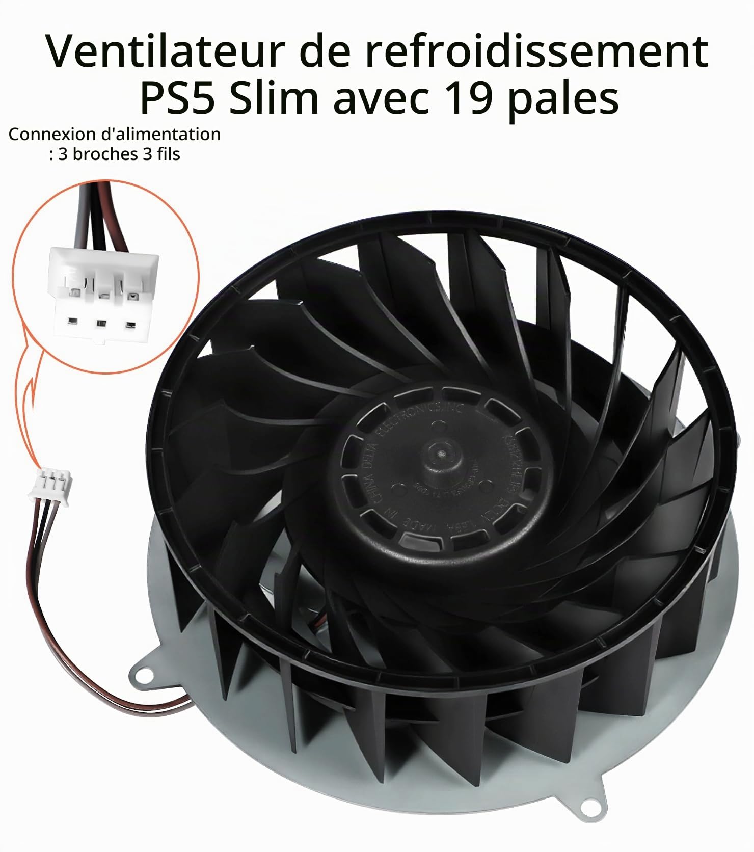 Ventilateur de refroidissement interne de rechange pour console PS5 Slim, 19 lames, tournevis T8 inclus