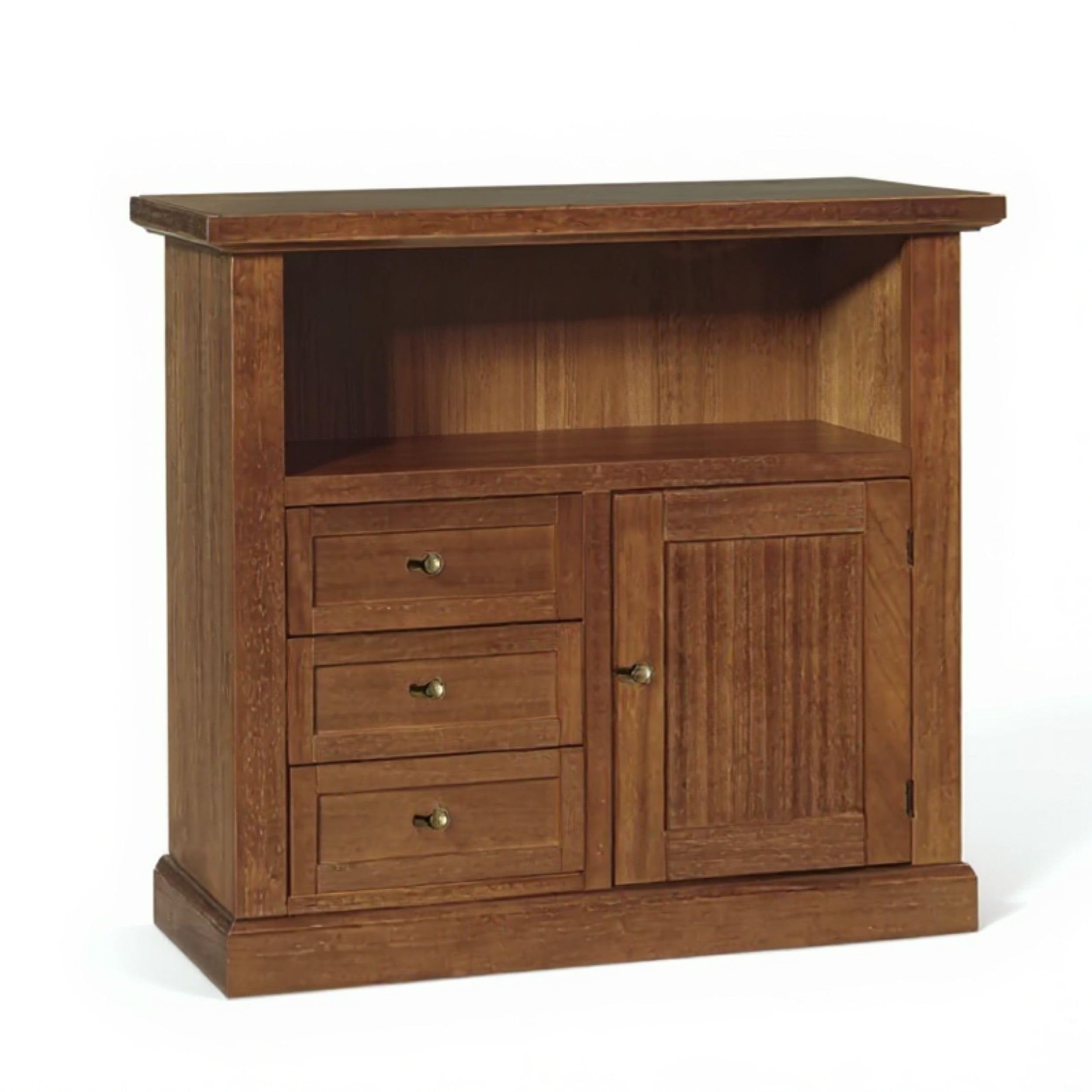 armadio tv con porta e tre cassetti legno scuro 84x40x80 cm