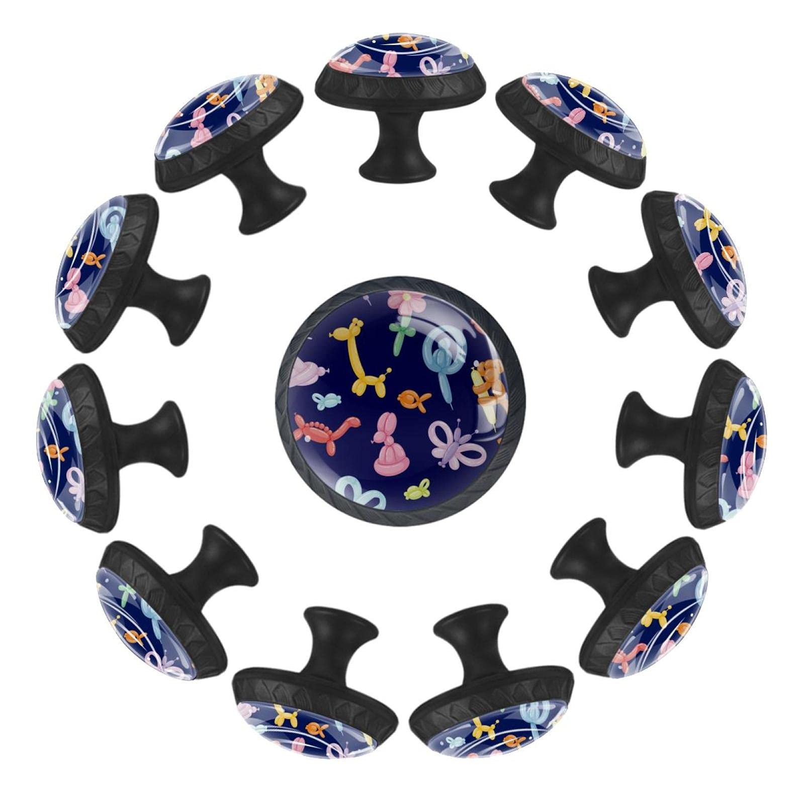 Lot de 12 boutons de tiroir ronds de 35 mm avec motif ballon amusant pour crèche