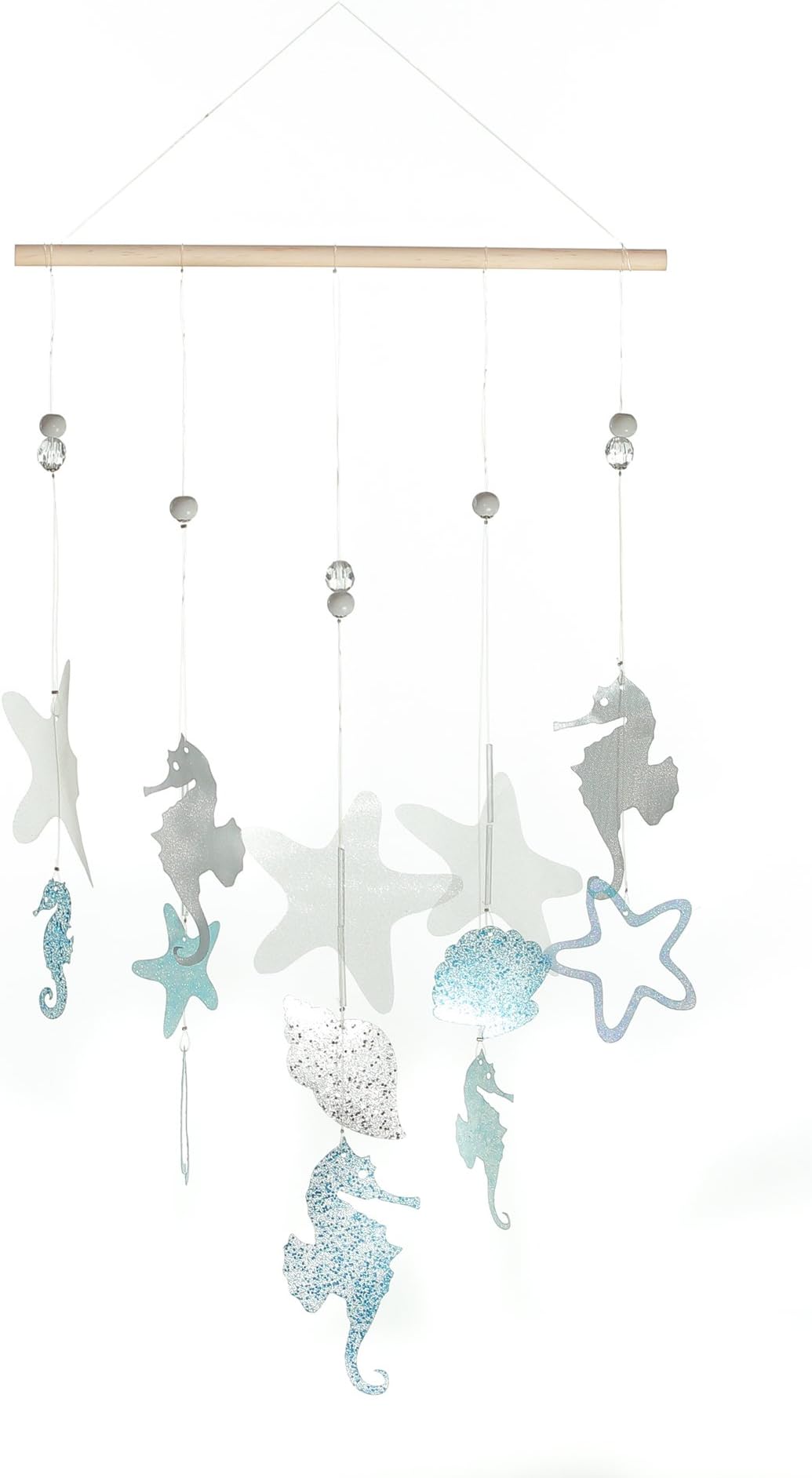 Roser Life Hanging Wall Decor⎮Hanging Decorative Mobile Home Decor⎮Handmade Shabby Chic Wall Art Signs Sculpture Plaque Posters⎮Outdoor Door Room Kitchen Coastal Seahorse Starfish Shells(Pack of 1)