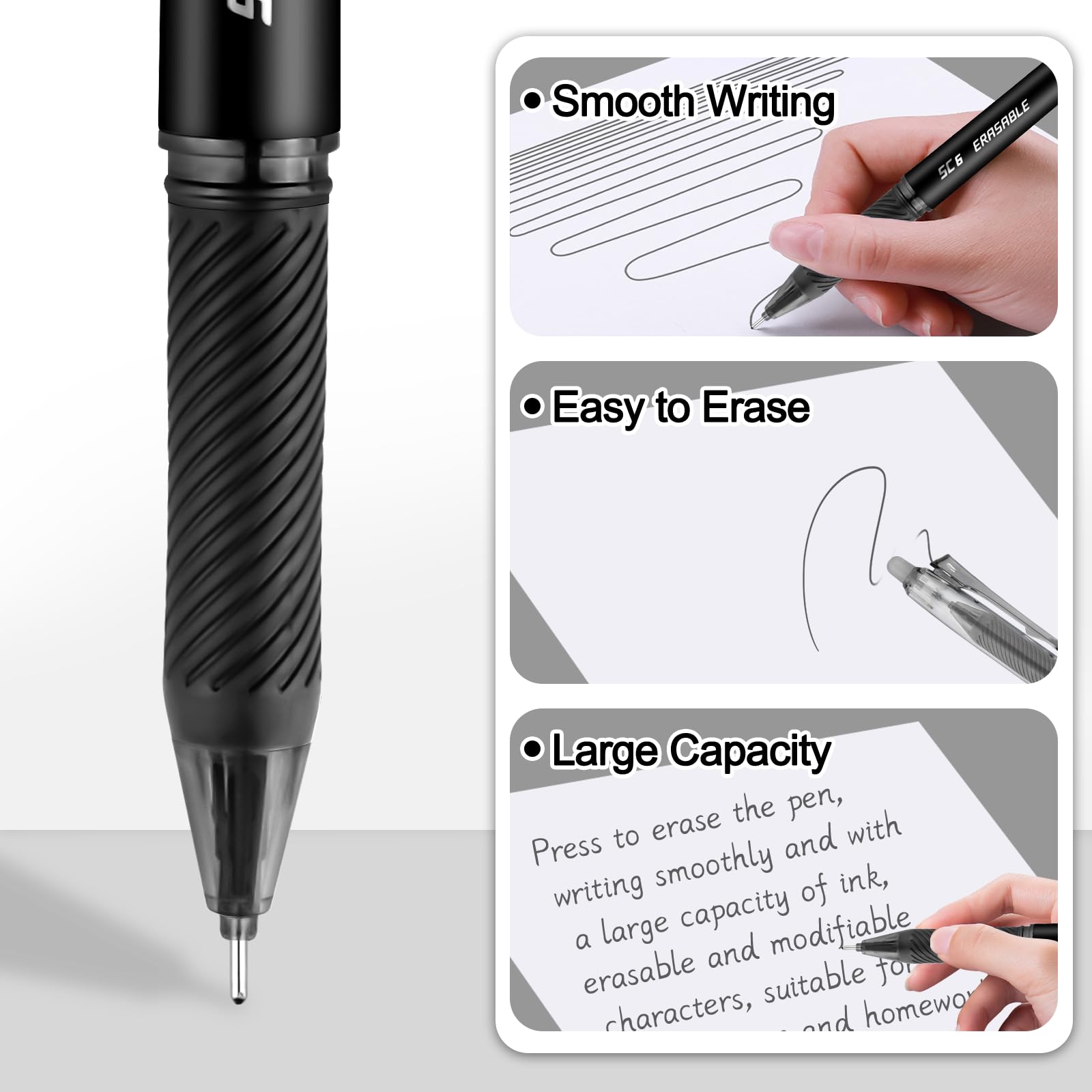 6x Radierbare Gelstifte 0,5mm - Mit Tier-Motiven & Ersatzminen