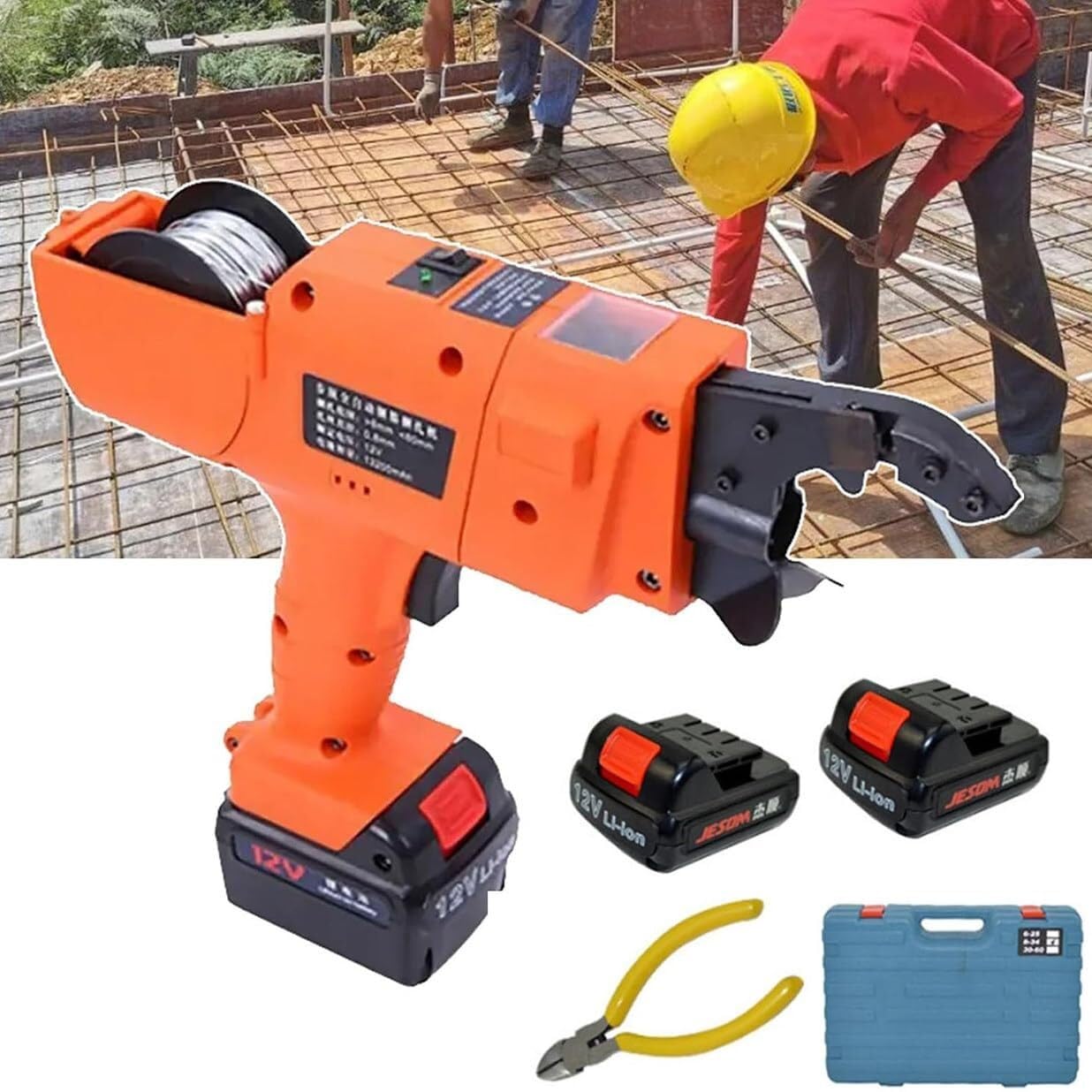 Yoiutrgdk 25Mm Automatic Rebar Tying Machine, Handheld Charged Tier Set Gun(25Mm)