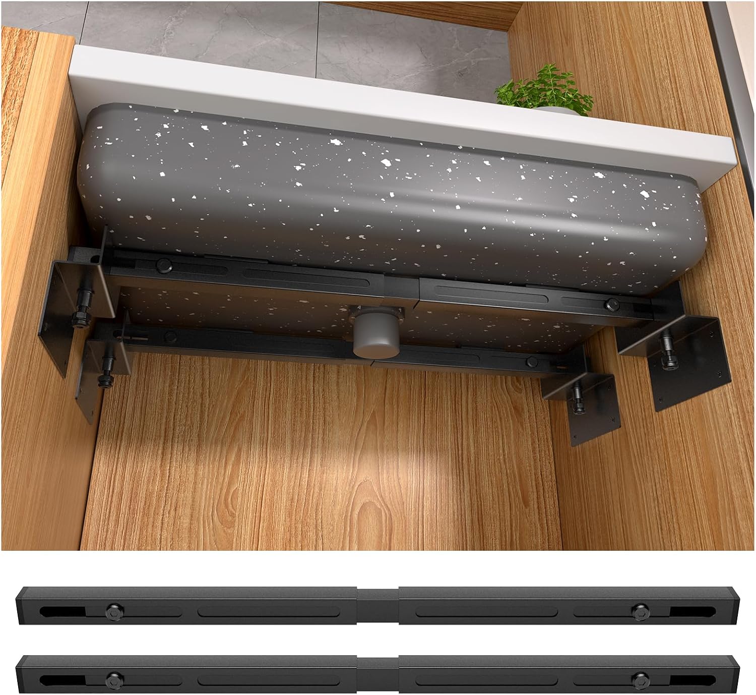 Kitchen Sink Installation Parts Kit ，Undermount Sink Brackets，Adjustable Stainless Steel Undermount Sink Support for Heavy Duty Undermount Kitchen Sink（28-39.4 inches（71-100cm））
