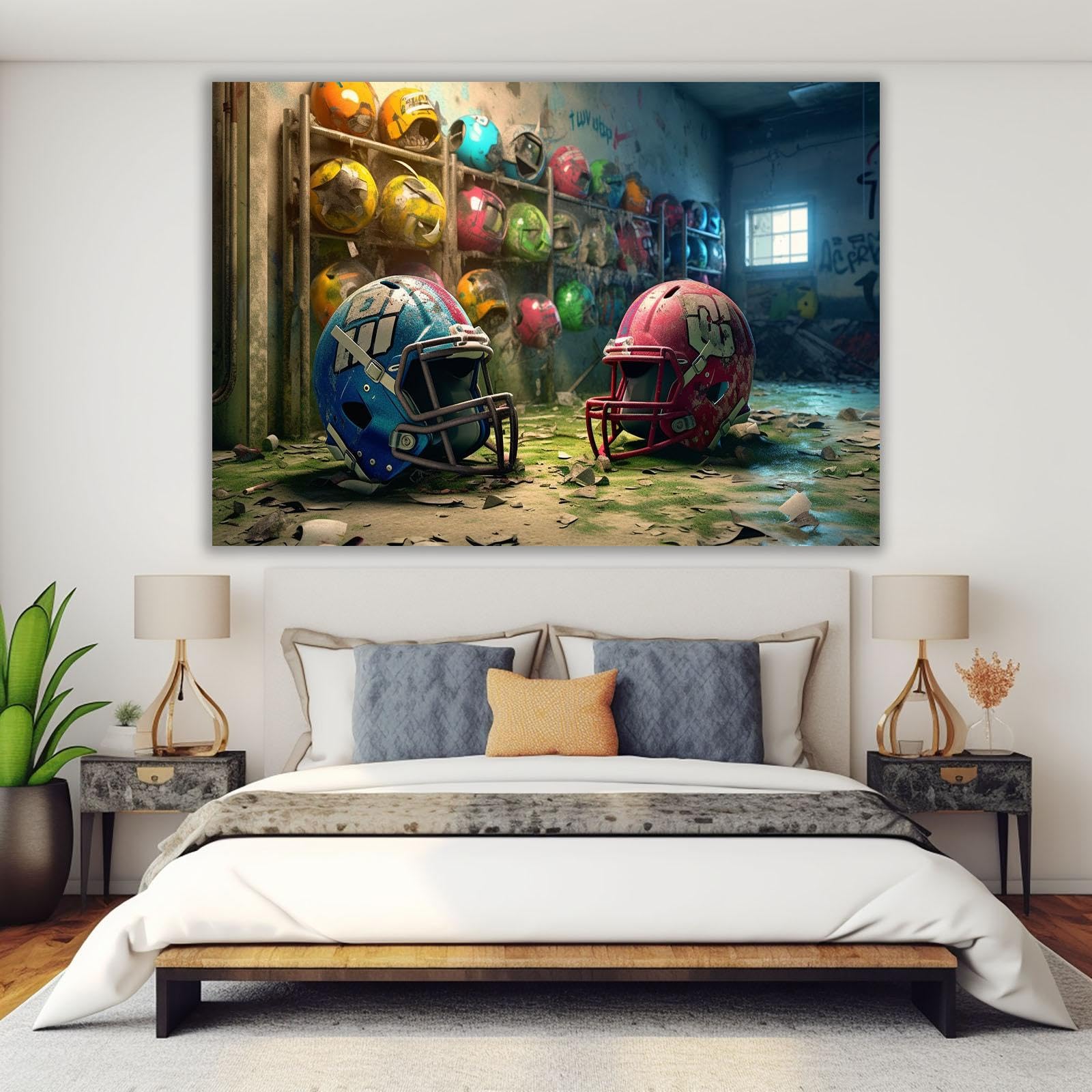 veces Pósteres de fútbol para dormitorio de niños, decoración de pared motivacional de fútbol retro abstracto, póster de dormitorio para habitación de adolescentes, impresiones deportivas, 60 x 90 cm,