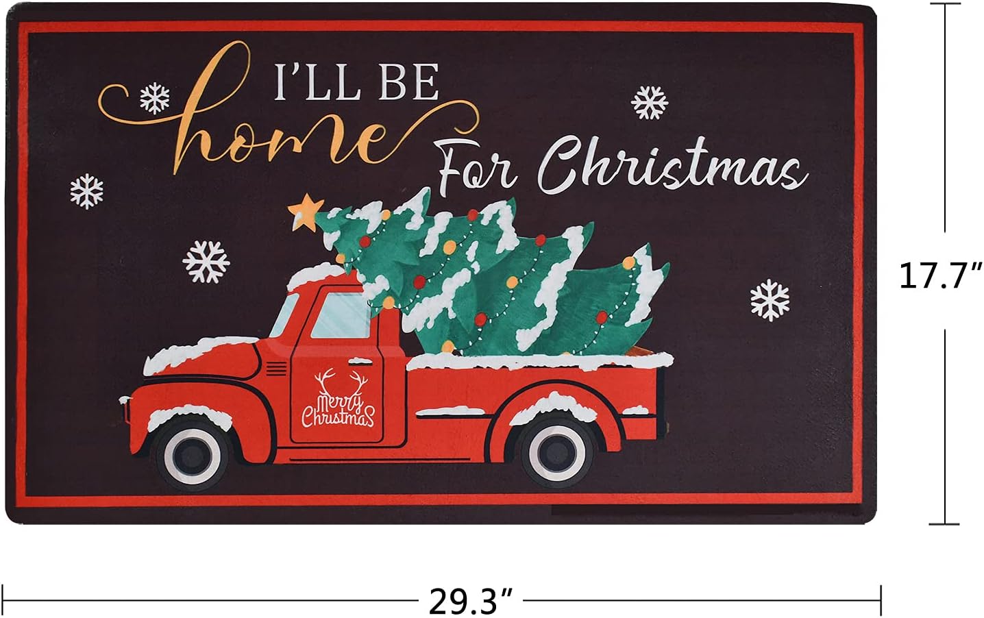Merry Christmas Welcome Mats Decorative Doormats with Xmas Tree Non-Slip Winter Front Door Mat Indoor Outdoor Holiday Decor Floor Rug for Home Entryway Kitchen (Pickup Truck)