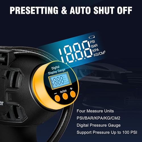 Miniatura 4 de C P CHANTPOWER Inflador de neumáticos con compresor de aire portátil, bomba de neumáticos de coche inalámbrica de 20 V con batería recargable de