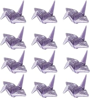 Urban Tokyo Set of 12 Origami Crane Design Porcelain Chopstick Rests Holder, Wedding Favor, Decorative Ornament, Home Table Chopsticks Arrangement Decor (Asanoha Purple)