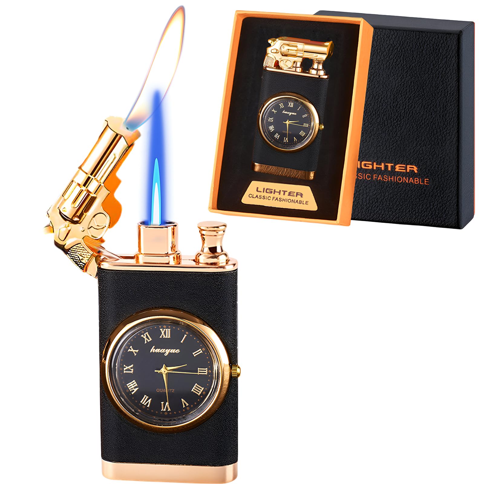 Frosted Magic Dual Flame Lighter with Fashion Design, Windproof Lighter, Adjustable Flame, Refillable Butane for Gifts Outdoor