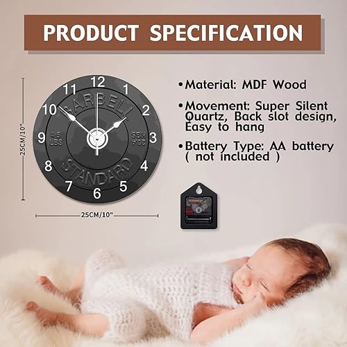 Miniatura 7 de ArogGeld Reloj de pared con barra de 10 pulgadas, reloj de pared grande de 10 pulgadas, funciona con pilas, placa de peso para colgar en la pared,