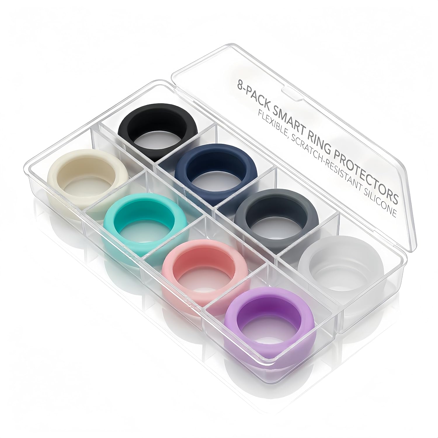 8-Pack Ultra-Thin Silicone Ring Covers Compatible with Oura Ring Gen 5, Anti-Slip Smart Ring Protectors with Storage Case, 8 Colors (S for 6/7/8/9)