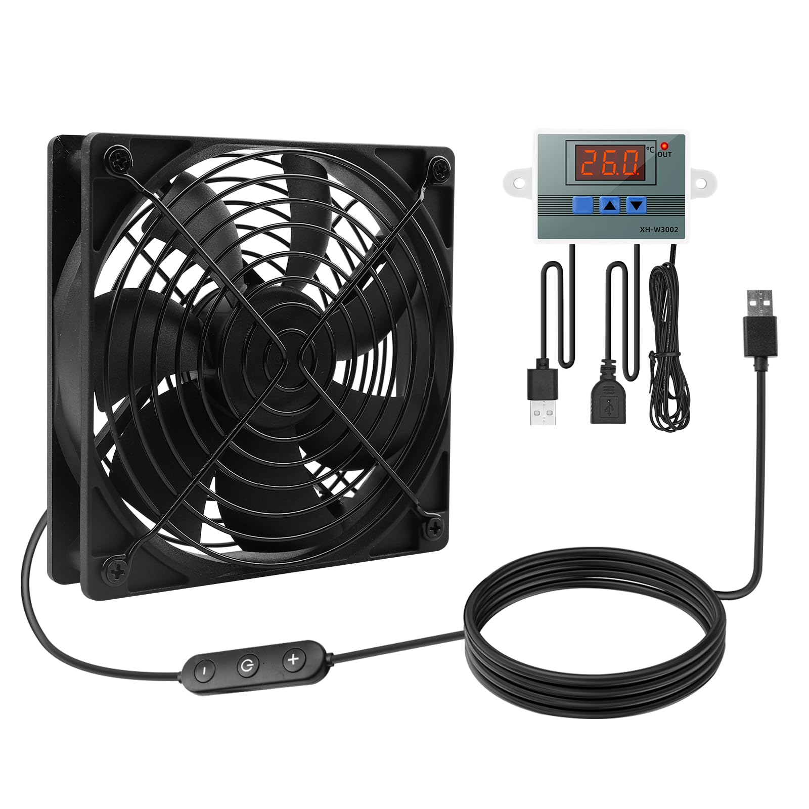 Ventilatore da 120 mm con controllo della velocità 220 V, ventola di raffreddamento con regolatore di temperatura digitale, 10 velocità regolabili, ventola di scarico silenziosa per
