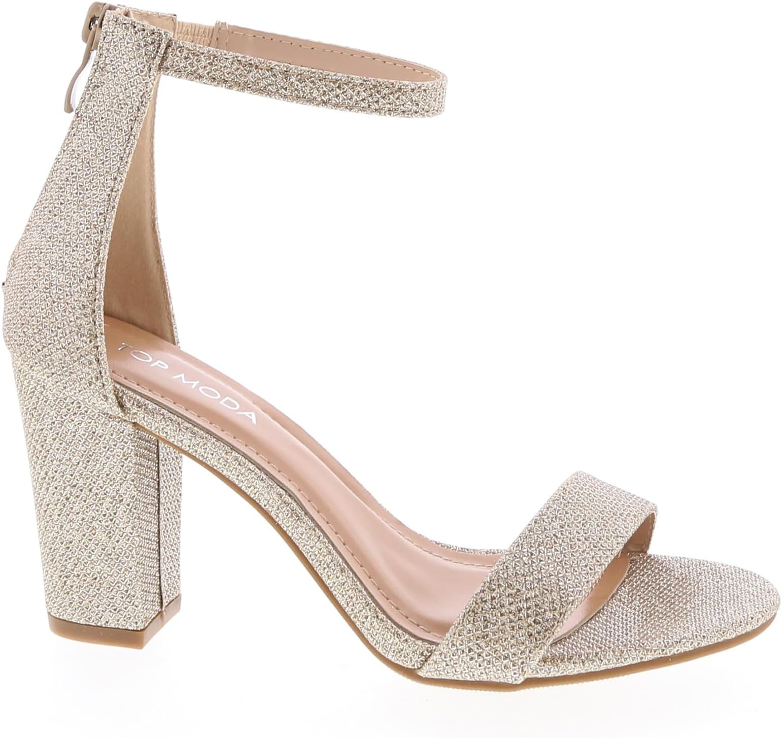 TOP MODA Hannah-1 Ankle Strap Dressy High Heel Sandal, Non-slip Sole, For Wedding, Party, Prom, Evening Wear, or Any Occasion, Sleek Style Block Heel Sandals