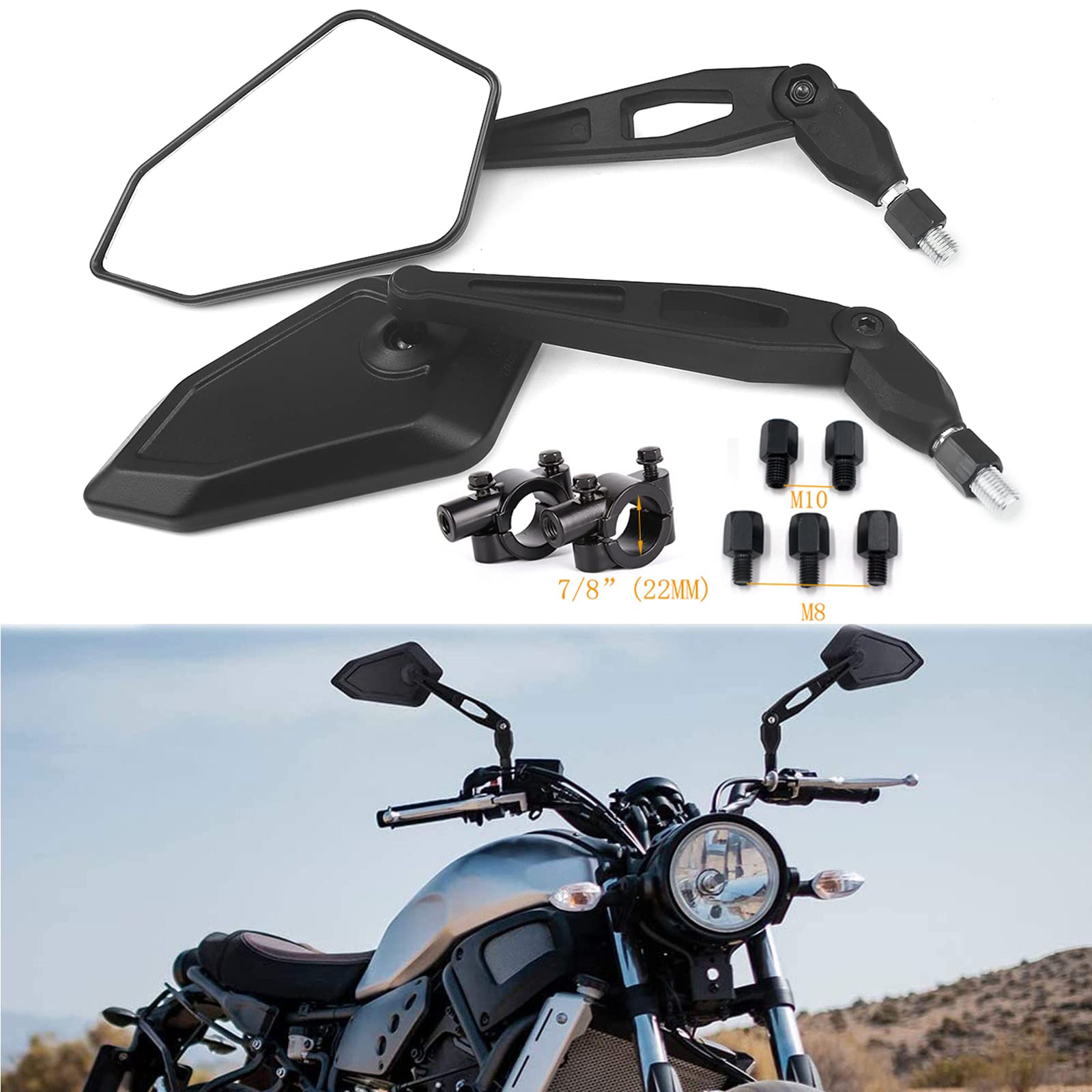 2X 10mm Motorcycle Rearview Side Mirrors E-mark For ATV - Foto 4