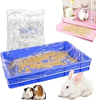Niwaes 50 Pack Disposable Rabbit Cage Liners 26x18 Inch Elastic Clear Plastic Pee Pads for Guinea Pigs, Hamsters, Ferrets, Bunnies