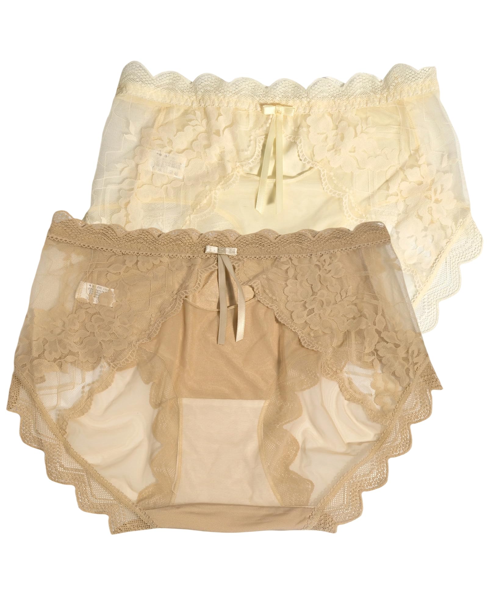 Womens Lace Panties 2 Pack No Show Panties Sexy See Through High Elasticity Plus Size