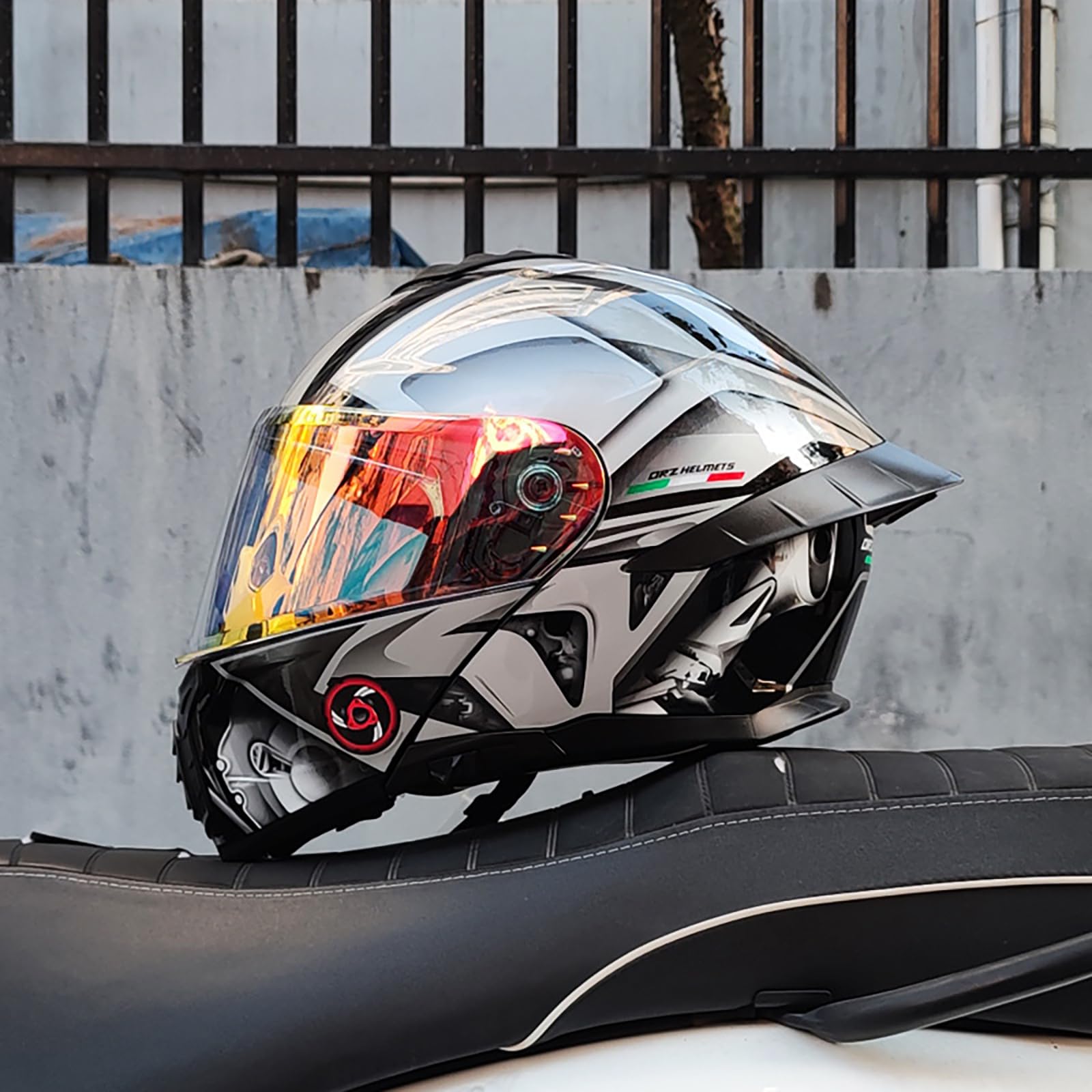 Modułowy Kask Motocyklowy, Kask Pełnotwarzowy Flip-Up Zatwierdzony przez DOT, Kasks Wyścigowy do Motocykli Drogowych, z Podwójnym Wizjerem, dla Dorosłych, Mężczyzn i Kobiet