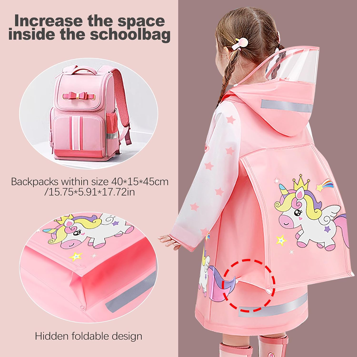 ZukoCert 4-8 Years Toddler & Kids Rain Suit, Waterproof Rain Ponchos for Girls & Boys, Hooded Raincoat