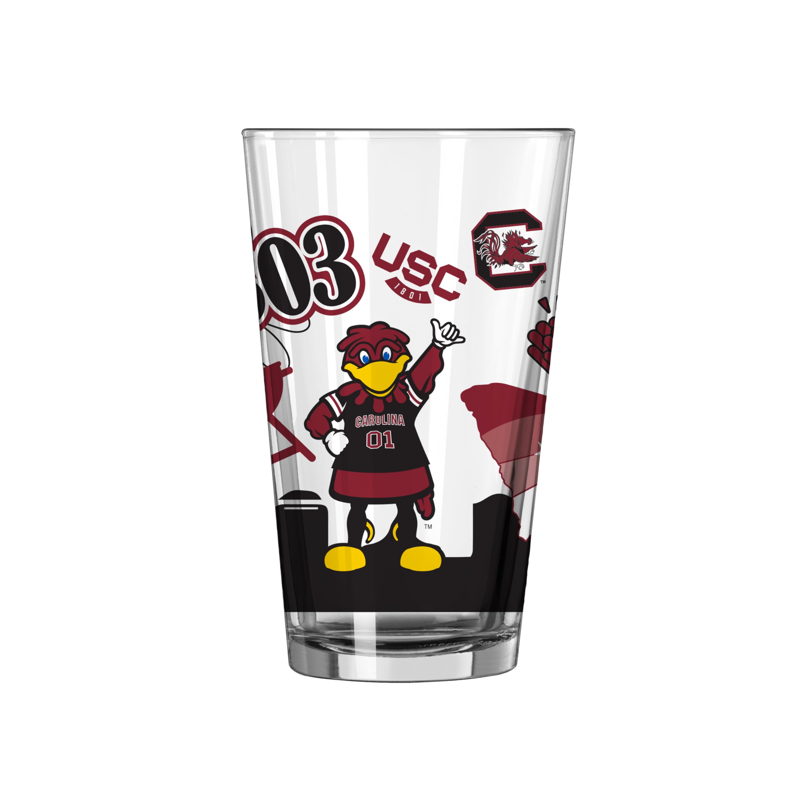 Logo Brands NCAA 16 oz Pint Glass - Durable Glass With Bold Team Color– Chip-Resistant Rim Drinkware For Fans, Tailgates, Home Bars &amp; Everyday Use